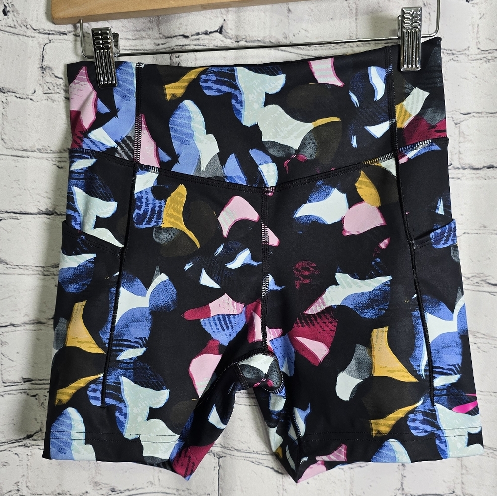 Brooks Black Multicolor Abstract Bike Shorts